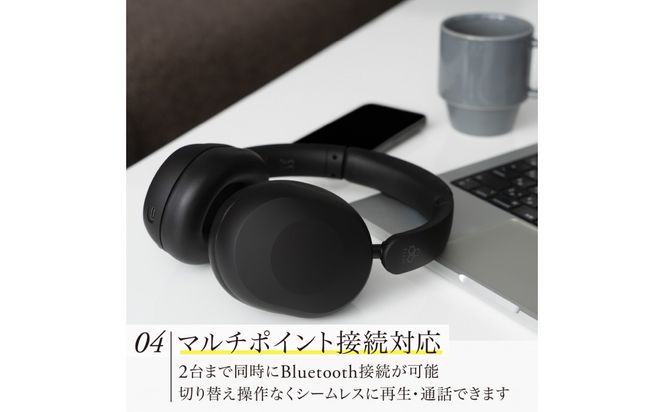 ワイヤレスヘッドホン final UX1000 BLACK ハイコスパモデル/ノイズキャンセリング/ノイキャン/ANC/マイク付き 141305_DC57VC01
