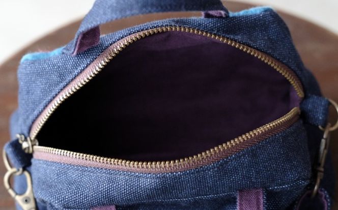 経浮花織 ランチポーチ+plus リーフ柄 (紺色・青系織物) ハンドバッグ 手提げバッグ 小さめ おしゃれ レディース 沖縄市 / FABRIC SHOP MINAMI[BCCS002-02]