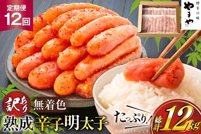 明太子 やまや 辛子明太子切子1kg 12回 定期便 総計12kg [やまやコミュニケーションズ 福岡県 宇美町 um40azo860027] めんたいこ 明太子訳あり 明太子無着色 切子 ばらこ バラ子 小切 小分け 冷凍