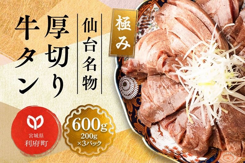 仙台名物 厚切り 牛タン 塩仕込み 600g(200g×3P) 牛たん スライス 塩味|06_fss-020601