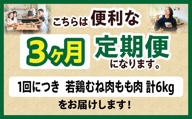 宮崎県産 若鶏切身 むね肉&もも肉 6kg（各300g×10袋）【3か月定期便】
