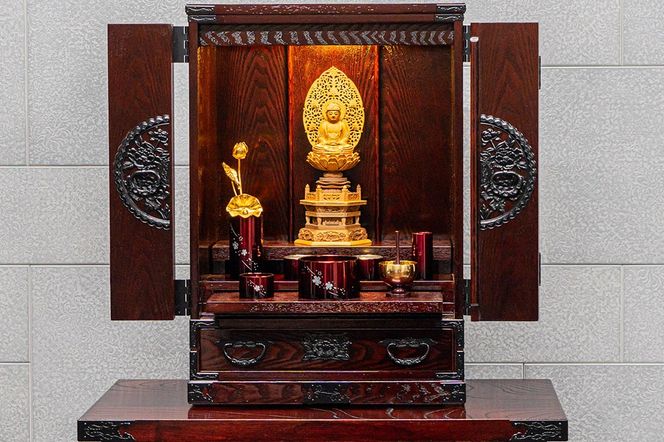 仙台箪笥 仙台仏壇18号 拭き漆調 KH-20 高級 工芸品 伝統|06_kyk-030901