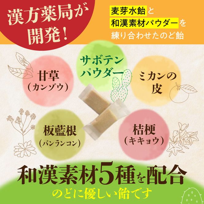 和漢サボテンのど飴　1袋 ［103S12］ 和漢 サボテン のど飴 草漢堂 オリジナル サボテンパウダー入り ノンシュガー 着色料不使用 個包装 島川あめ店 コラボ 飴 キャンディー おかし お取り寄せ 愛知県 小牧市 送料無料