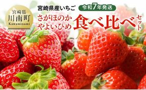 令和7年発送　宮崎県産いちご「さがほのか＆やよいひめ」食べ比べセット 【 先行予約 期間限定 果物 イチゴ 苺 フルーツ 】 [D03804]