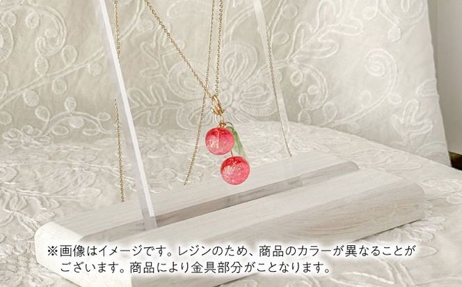 華シリーズ さくらんぼ イヤリング ＆ ネックレス セット 桃 アクセサリー ハンドメイド レジン 愛西市 / Momo’s 工房[AECR019]