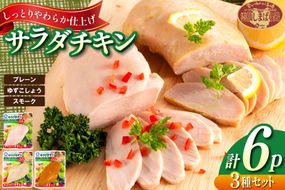 AJ281 島原工房 サラダチキン セット プレーン2P・ゆずこしょう2P・スモーク2P 計6P [ 鶏 サラダチキン 蒸し鶏 大光食品 長崎県 島原市 ]