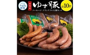 【CF-R7hbk】NIN012　なはりゆず豚ソーセージセット10P - ソーセージ5本入り×5パック フランクフルト3本入り×5パック 豚肉 国産 詰め合わせ 冷凍 料理 バーベキュー BBQ 個包装 29000円 高知県産