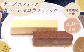 スティック2種セット 冷凍スイーツ 10本入 スティックケーキ 詰め合わせ チーズケーキ ＆ ガトーショコラ 食べ比べ ギフト 個包装 アイスケーキ風 半解凍 ひんやり お取り寄せ 焼き菓子 贈り物 自社製造