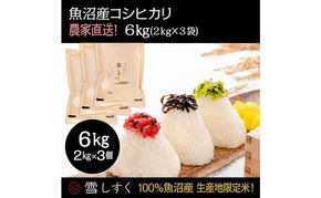 令和7年産！魚沼産コシヒカリ【農家直送!】 6kg(2kg×3袋) お米 米 コメ 