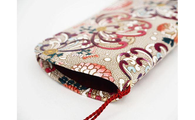 【文庫屋大関】メガネケース　乱菊＜赤紫＞【皮革工芸品】 ファッション小物 民芸品 