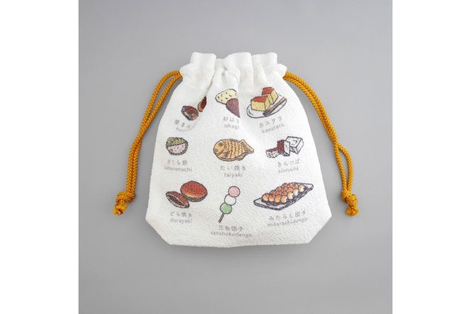 丹後ちりめん　にほんご巾着「wagashi（和菓子）」 サイズ：約13.5cm×17.5cm 選べる 種類 ふるさと納税 雑貨 巾着 丹後ちりめん 丹後 京都　DZ00029-04