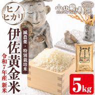 isa599 《数量限定》令和7年産 小北農場の新米 伊佐黄金米〈ヒノヒカリ〉(5kg) 鹿児島 伊佐 新米 お米 特別栽培米 伊佐米 白米 ヒノヒカリ ひのひかり おにぎり ごはん 【小北農場】