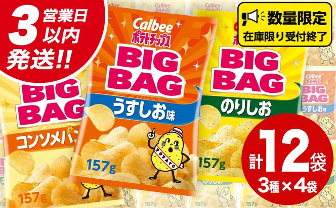 最短3営業日！スピード発送】 カルビー ポテトチップス BIGBAG 157g 3