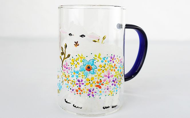 【絵付け手描き】マグカップ 「ひつじ」 根本久美作 | マグ マグカップ 硝子 食器 おしゃれ 一点もの