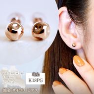 K18PG(18金) ローズゴールド 地金 サイコロ ピアス シンプル 縁起物 保証書付 KO-0065 242-022-c