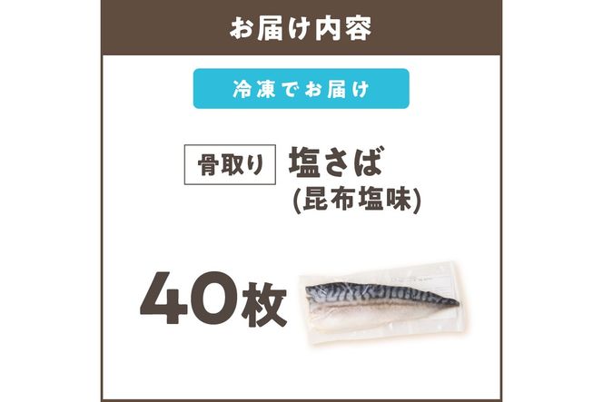 【H-013】【骨取り】さば使用 塩さば(昆布塩味) 40枚入