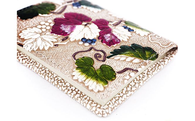 【文庫屋大関】箱まち小銭入れ　野葡萄【皮革工芸品】 ファッション小物 財布 民芸品 