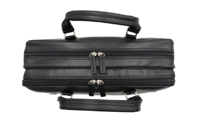 Wマチビジネスバッグ（No.K5998-01）ブラック /  ビジネスバッグ 豊岡 職人手作り 2層構造 ポケット 収納力 仕分け収納 底鋲 メンズ レディース バッグ かばん 鞄 黒色 茶色 キワダ 木和田株式会社