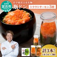 瓶ドン セット 岩手県宮古市新名物 トラウトサーモン 小瓶 3本 詰め合わせ ご飯のお供 ごはんのお供 サーモン 魚介 魚介類 海鮮 海鮮セット 水産加工品 惣菜 おつまみ 冷凍 岩手 岩手県 宮古市