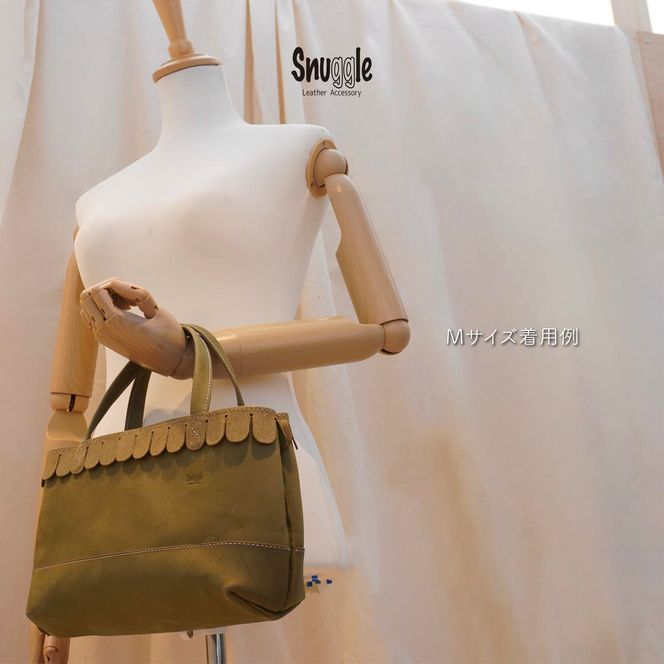 【4色展開】ラッフルトート（M）革小物　ハンドメイド　手縫い　一点物　革カバン　トートバッグ　レザートート　スナッグルレザー