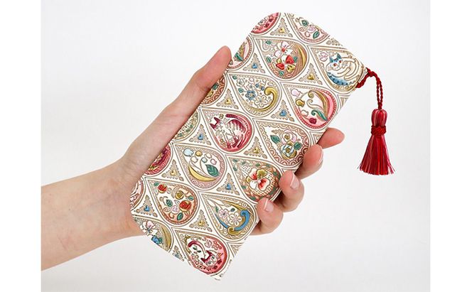 【文庫屋大関】メガネケース　花と猫＜ローズ＞【皮革工芸品】 ファッション小物 民芸品 