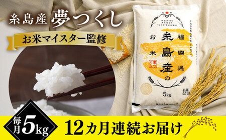 【全12回定期便】【こだわり精米】 糸島産 夢つくし 5kg 糸島市 / RCF 米 お米マイスター [AVM005] 米 白米 夢つくし ごはん 飯 ライス 自炊 5kg 定期便