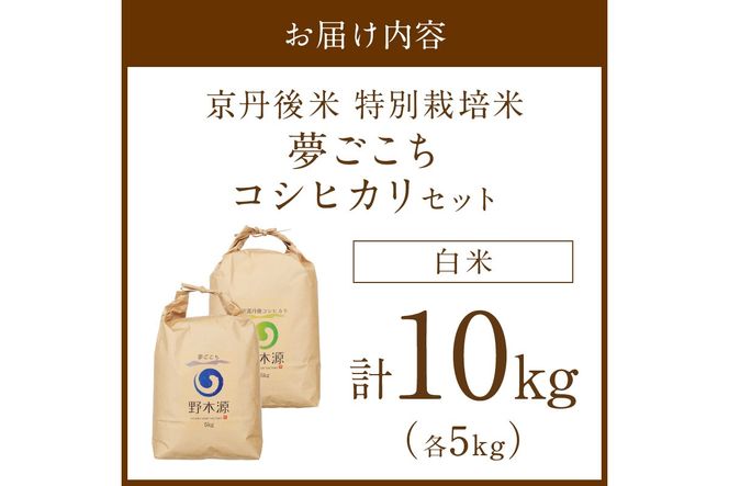 2026年産 京丹後米 特別栽培米夢ごこち＆丹後コシヒカリ 各5kg（白米） 農家直送 米 こめ ふるさと 納税 米 精米 新米 京都産　NO00037