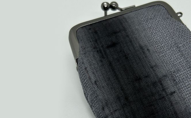 がま口ポーチS ぜんまい紬 灰色 ファッション小物 財布 ファッション 