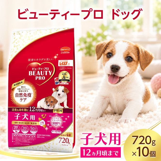 ビューティープロ ドッグ 子犬用 12ヵ月頃まで 720g ケース販売 ペットフード 犬 愛犬 ペット ペット用品 犬用 愛犬用 子犬用 ごはん 静岡 袋井市