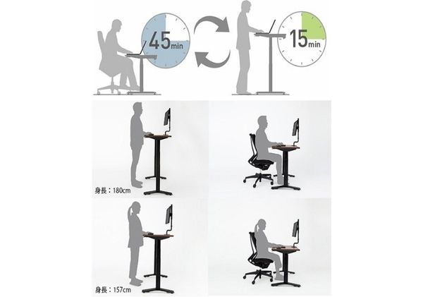 コクヨ 在宅ワーク用電動昇降デスク スタンジットW(ダブル)／1006_ナチュラルオーク・ブラック