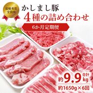 令和５年度・令和6年度 東京食肉市場豚枝肉共励会 連続受賞肉 【6ヵ月定期便】 かしまし豚 4種の詰め合わせ×6回 【ブランド豚 部位 セット 大容量 茨城県 鹿嶋市】(KM-24)