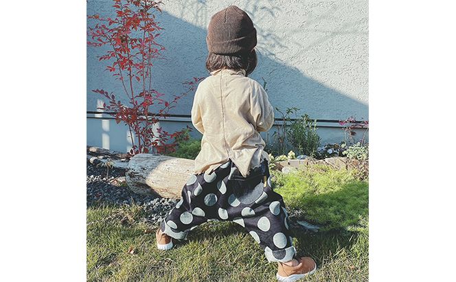 「大きなドット」児島デニムのサルエルパンツ（約80センチ） ファッション 子供服 キッズ 