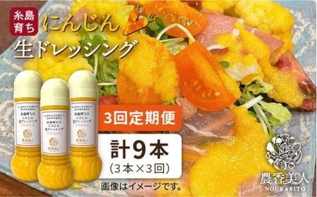 【 全3回 定期便 】農香美人 オリジナル にんじん 生 ドレッシング 285ml × 3本 セット 《糸島》【農香美人】[AAG033] 甘い あっさり ドレッシング にんじん 栽培期間中 農薬不使用 糸島 定期便