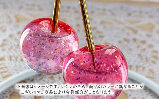 さくらんぼ バッグチャーム　グラデーションピンク アクセサリー ハンドメイド レジン 愛西市 / Momo’s 工房[AECR024]