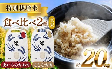 令和6年産　愛知県産　コシヒカリ・あいちのかおり　玄米　各10kg　特別栽培米　お米　ご飯　愛西市／戸典オペレーター　[AECT014]