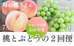 【2026年先行予約】桃も葡萄もしっかり食べたい！旬桃とシャインマスカットの満足便 (定期便) (岡山県産) / 7月9月 【KF-T061-02】