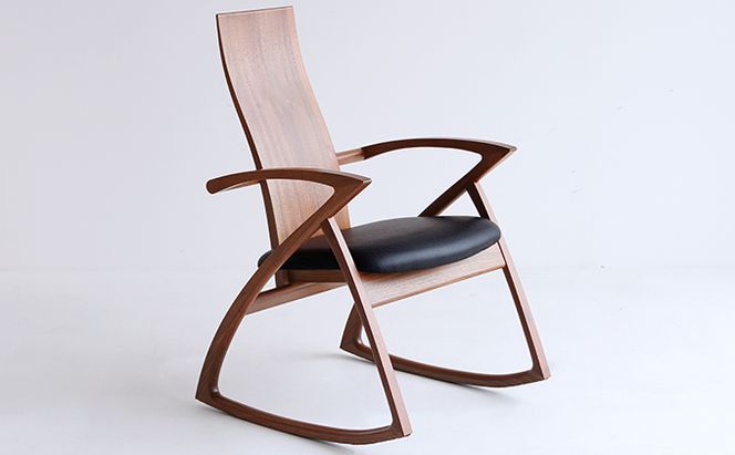 U-La ハイバック ロッキングチェア（ブラウン）木製 インテリア おしゃれ 椅子 家具 市場家具