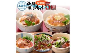 【5回定期便】土佐の海鮮丼セット（ブリ・タイ・カンパチ・マグロ・カツオ）各4Pずつ 漬け丼の素 鰤 ぶり 鯛 たい 鮪 まぐろ 鰹 かつお かんぱち 新鮮 魚 おかず【企業組合　宇佐もん工房】 [BQAB024]