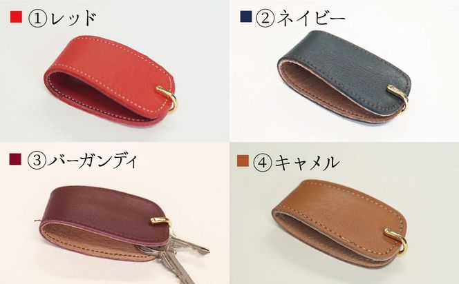 職人手作りの【本革】キーケース　鍵２個収納 キーホルダー 本革 軽い コンパクト ミニマム 玄関 家 鍵 シンプル おしゃれ 人気 プレゼント 可愛い 日本製 H066-093