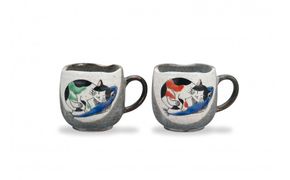 ペアマグカップ　ねこ 民芸品 工芸品 雑貨 キッチン雑貨 キッチン用品 食器 コップ 猫柄 動物 172111_CY3089