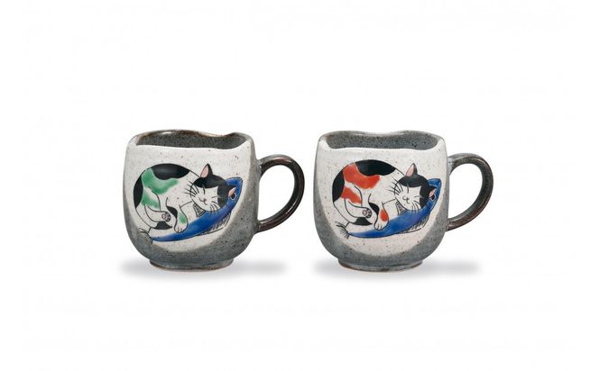 ペアマグカップ　ねこ 民芸品 工芸品 雑貨 キッチン雑貨 キッチン用品 食器 コップ 猫柄 動物 172111_CY3089