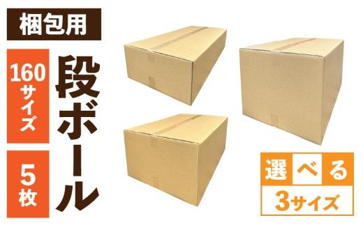 梱包用段ボール　160サイズ　5枚 ［206A04］ 梱包用 段ボール セット 選べる サイズ 規格 段ボール箱 梱包 季節用品 書類 整理箱 衣類 収納 片付け 整理 DIY 工作 荷物 引っ越し 防災 備蓄 便利 フリマ 通販 配送 荷造り お取り寄せ 愛知県 小牧市 送料無料