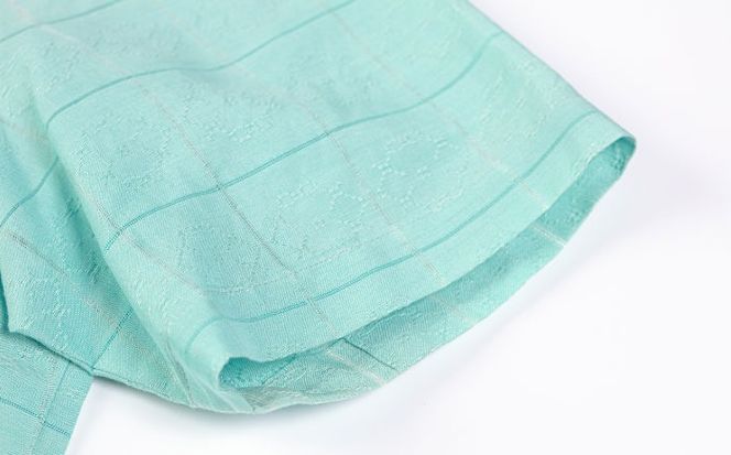 サマーシャツ　（ブルーグリーングラデーション / メンズ）琉球織物 両面浮花織 ファッション フォーマル カジュアル 冠婚葬祭 / 沖縄市 FABRIC SHOP MINAMI[BCCS008]