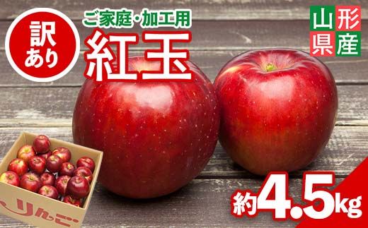 FYN6-148 ≪2026年先行予約≫ ご家庭・加工用 山形県産 りんご 紅玉 約4.5kg 2026年10月上旬から順次発送 中生種 早い 林檎 リンゴ こうぎょく 果物 くだもの フルーツ 秋果実 訳あり 加工用 家庭用 自宅用 農家 支援品 産地直送 期間限定 山形県 西川町 月山