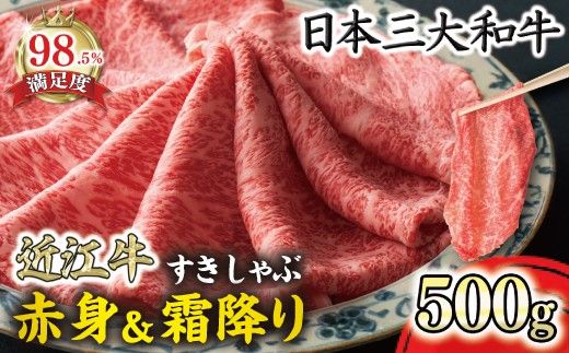 【一週間以内発送】特選近江牛すき焼き・しゃぶしゃぶ用『霜降り・赤身ミックス』500g【寛閑観】【FR04W】