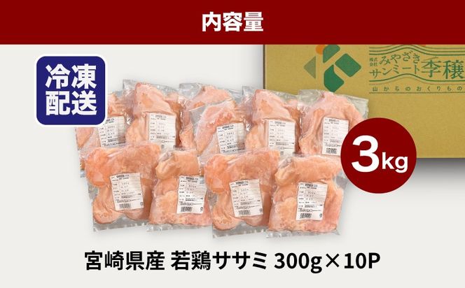 ★スピード発送!!７日～10日営業日以内に発送★宮崎県産若鶏ササミ 小分け 3kg　K16_0123