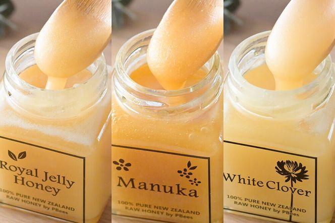 はちみつ 110g×4本セット（マヌカ／クローバー／ローヤルゼリー入り／タイム）詰め合わせ [はちみつ ハチミツ 蜂蜜 マヌカ クローバー ローヤルゼリー タイム]|02_pri-260401