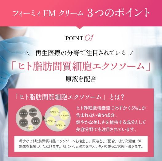 フィーミィ クリーム 30g｜エクソソーム原液 NMN ヒト幹細胞 フラーレン エイジングケア 保湿 ジェルクリーム モンドセレクション 2024 金賞 受賞 [2470]