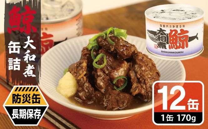 020C579 鯨大和煮缶詰 12缶セット【くじら クジラ 鯨肉 赤身 おかず おつまみ 防災 備蓄 非常食 防災缶 長期保存】