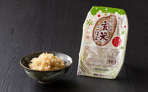FYN6-513 【定期便】山形県産 山形つや姫玄米ごはん パックライス 24個セット×6回 特別栽培米つや姫使用 パックライス パックごはん お米 玄米 保存食 備蓄 常温 レンジ 簡単